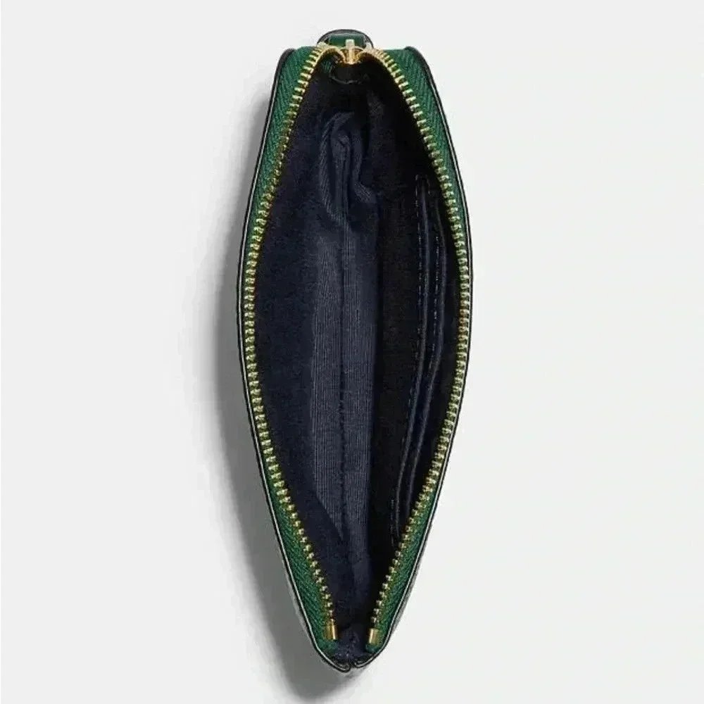 💚🆕💚 Coach Corner Zip Wristlet With Green Monogram Print